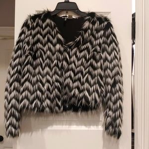 H&m faux fur cropped jacket